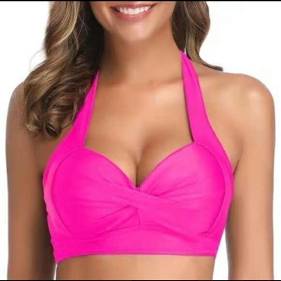 Pink Bikini Top Push Up Sweetheart Halter Swimsuit Size Small NWT #M-174 - Picture 1 of 1